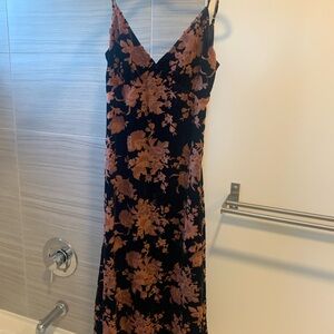 Floral Black and Brown Midi Dress
